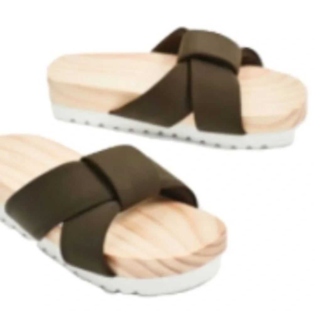 Zara Wooden Sole Cloth Slides Sz EU 41 US10 - Picture 4 of 11
